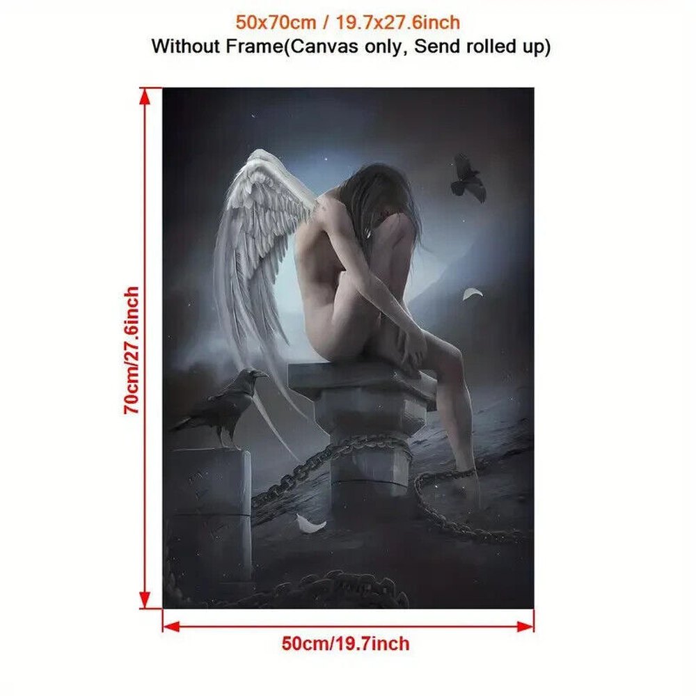Beautiful Modern Sad Angel Art Print Canvas Print 19.7" X 27.6" NEW! Art:Art Prints Style Your Walls